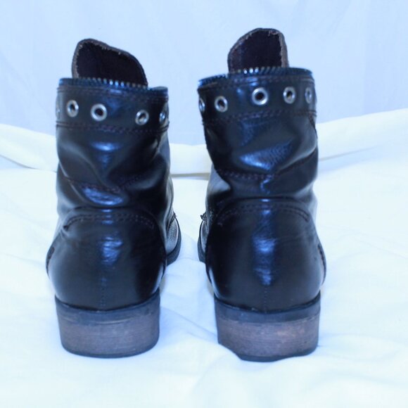 Report Size 8.5 Brown Faux Leather Lace Up Embellished NYLES Cap Toe Combat Boot - Picture 4 of 13